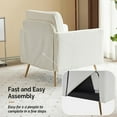 thumbnail image 6 of VINGLI Modern White Accent Chair for Living Room Bedroom Tufted Back Cushion Sofa Chair,Faux Sherpa Comfy Arm Chair Reading Chair with Golden Metal Legs,Deep Seat for Office,Apartment,Small Space, 6 of 16