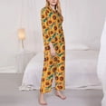thumbnail image 3 of Daiia Beautiful Bohemian Sunflower for Women's Long-Sleeved Pajama Set – Soft & Comfortable Sleepwear Button-Up Pajamas Cozy Lounge Wear-Medium, 3 of 7