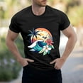 thumbnail image 2 of NAMTYQX Summer Tops Stretchy Plus Size Loose Fit Crew Neck Light Boho Short Sleeve Breathable Patterned Casual Mens Graphic T-Shirts Black Size XL, 2 of 5