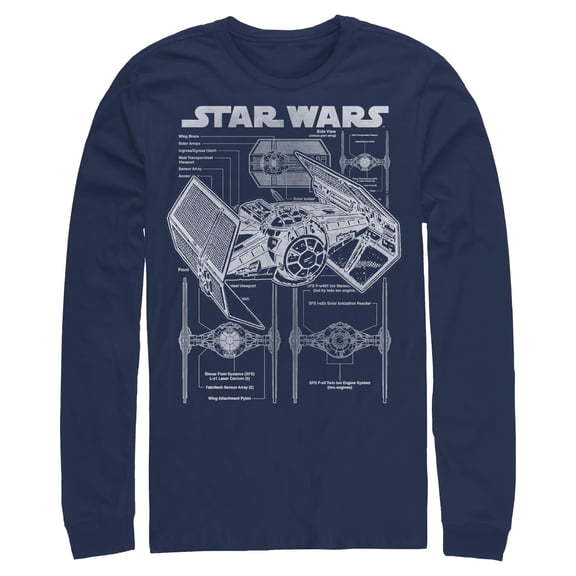Mens Star Wars TIE Fighter Schematic Long Sleeve Shirt
