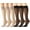 3 Black+3 Light Skin, variant on SUCS 6 Pairs Sheer Knee High Stockings With Reinforced Toe 20D Nylon Socks For Women