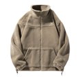 thumbnail image 2 of Maoxin Men's Coats and Jackets Men's Vintage Warm Solid Color Zipper Pocket Long Sleeved Casual Jacket Coffee XL, 2 of 8