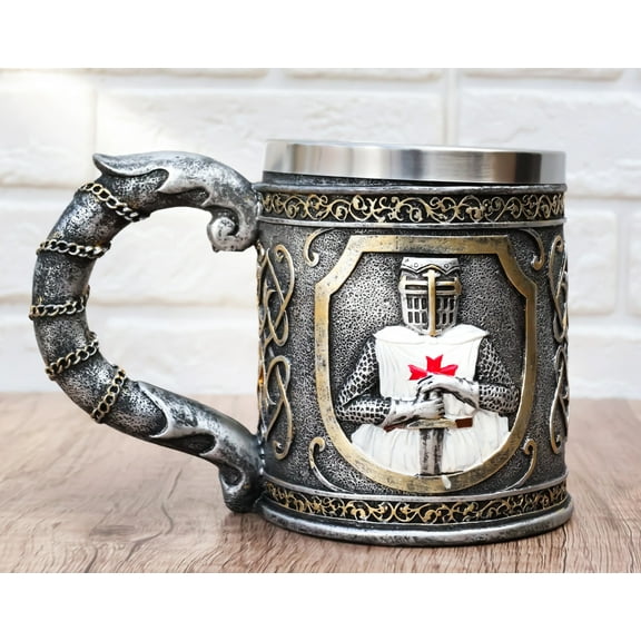 Scroll Patterned Coat Of Arms Medieval Templar Crusader Knight Tankard Mug 15oz