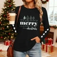 thumbnail image 6 of HOMBOM Womens Graphic Shirts Pullover Black Christmas Christmas Tree Long Sleeve Crewneck Blouse for Ladies Xmas, 6 of 9