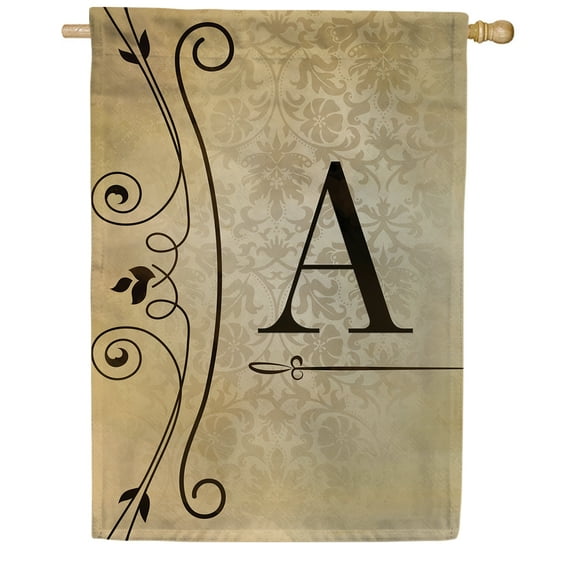 America Forever Fancy Scroll Monogram A House Flag, 28 x 40 inch Double Sided, Elegant Letter A Flag, Decorative Scroll Design, Personalized Initial Yard Art, Housewarming Gift
