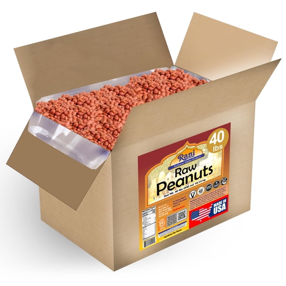 Rani Peanuts, Raw Whole With Skin (uncooked, unsalted) 40lbs (640oz) 18.14kg Bulk Box ~ All Natural | Vegan | Gluten Friendly  ~ Spanish Grade Groundnut/Red-skin
