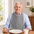thumbnail image 4 of Gray Adult Stain-Resistant Neck Wear Bib, 30X18 in Terry Cloth Bib, Spill Proof Feeding Bib for Adults, Machine Washable Absorbent Drool Bib, Features Neat White Trim and Flexible, 4 of 7