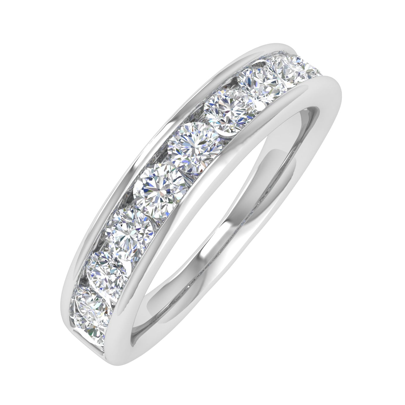 1 Carat Channel Set Diamond Wedding Band Ring in 14K White Gold (Ring Size 10) (I1-I2 Clarity)