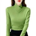 thumbnail image 2 of Camisa térmica de cuello alto medio cepillada de doble cara para mujer, camiseta ajustada gruesa que combina con todo, camiseta de fondo para mujer, 2 of 6