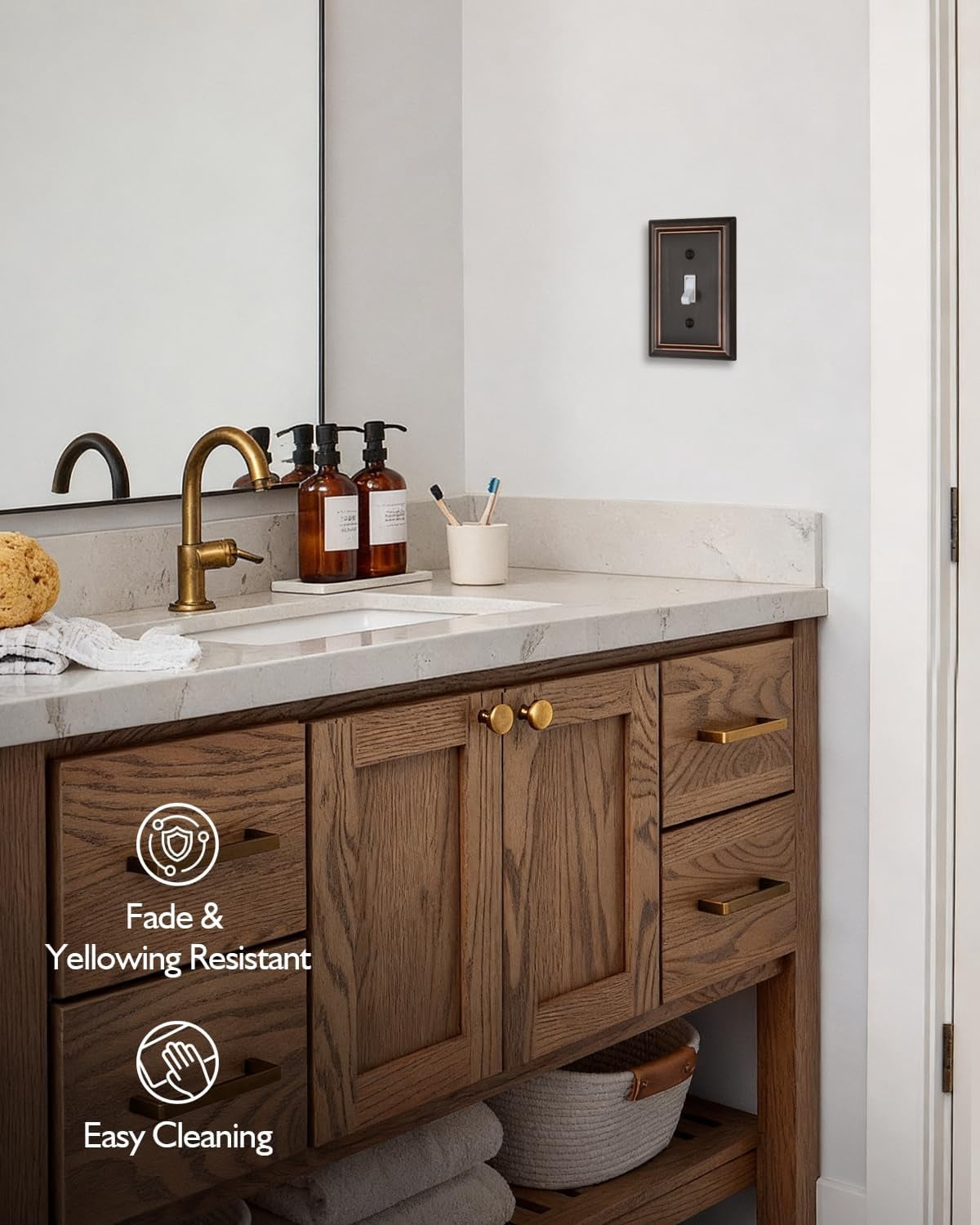 Metal Wall Plates, Decorative Switch Plates and Outlet Covers (Aged Bronze/1 Toggle 4 Pack)
