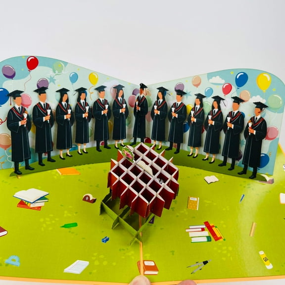 Graduation Cheers 3D Pop Up Greeting Card - 3D Pop Up Card for Birthday, Travel Gift, Handmade Laser Cut Greeting Card, Greeting Card for all Occasions, Congratulations, Birthday, Thank you, Baby, Anniversary