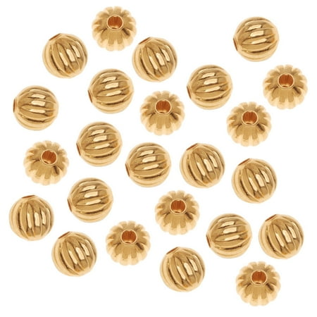 22K Gold Plated Fluted Round Metal Beads 6mm (50)