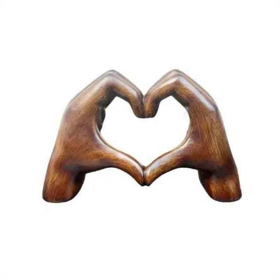 Harliver Wood Grain Heart Gesture Modern Home Decoration, Home Decoration Gifts for Women, Middle Finger Desktop Decoration for Valentine's Day, Wedding, Anniversary & Engagement Party