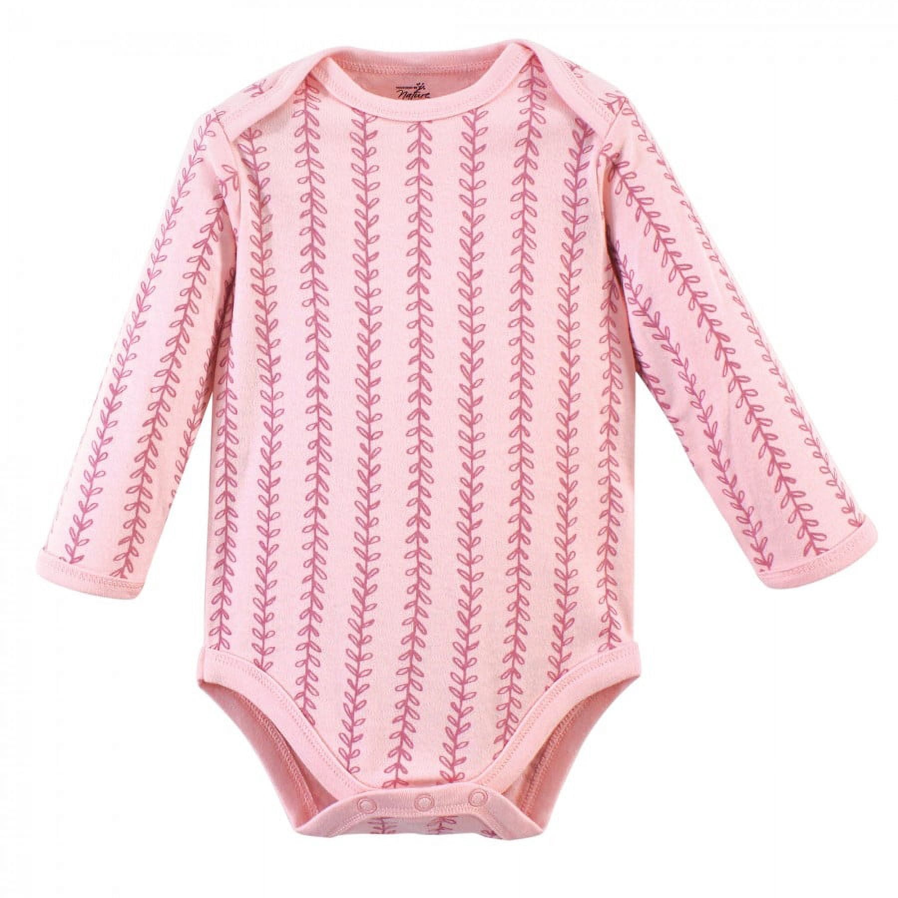 Touched by Nature Baby Girl Organic Cotton Long-Sleeve Bodysuits 5pk, Botanical, 18-24 Months