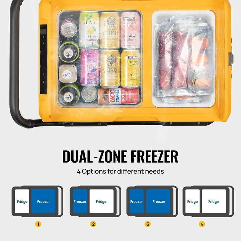 BougeRV 12 Volt Car Refrigerator Dual Zone, 37 Quart Portable Freezer Fridge App Control, Compressor Refrigerator 12V/24V DC 110~240v AC, -4°F-68°F