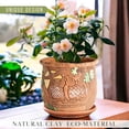 thumbnail image 5 of STP GOODS Owls Handmade Ceramic Planter with Drainage Hole and Saucer 5.9x5.9" Indoor/Outdoor Decorative Flower Planter Hand-Painted Flower Pot Clay Succulent Pot, 5 of 8