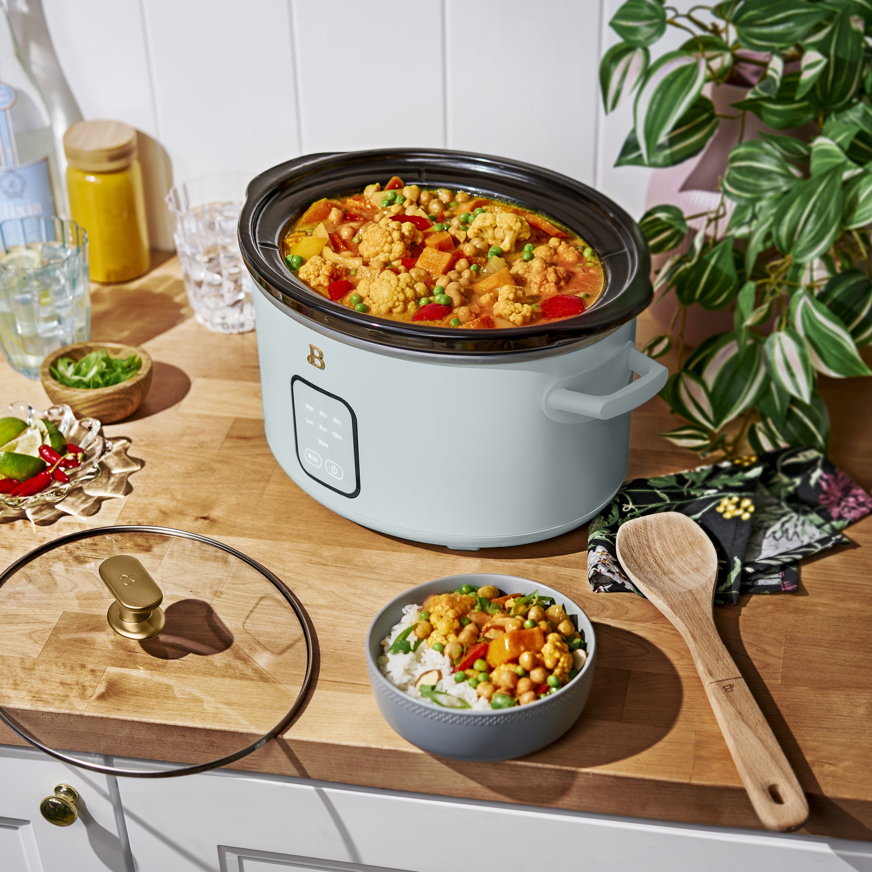 Beautiful 4 Qt Slow Cooker with Touch-Activated Display, Hydrangea by Drew Barrymore