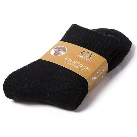 

Men s and women s winter warm solid color thickened wool mid-thigh socks