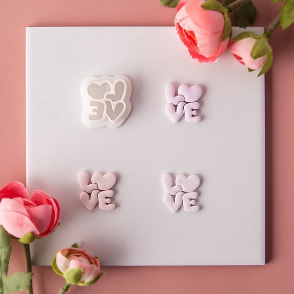 Valentine'S Day Series LOVE Earring Clay Mold Heart Pendant Cutting Die DIY Embossing Tools