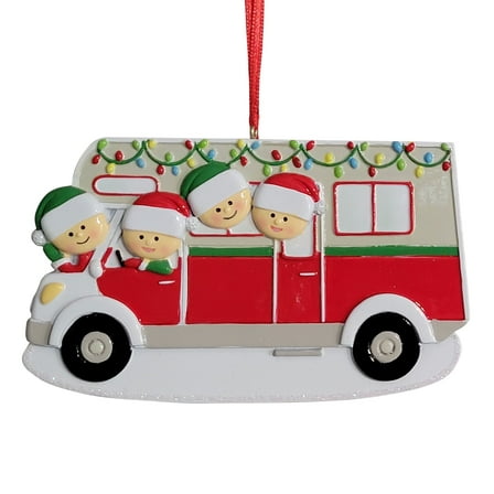 RV Family Of 4 Christmas Resin Ornament