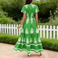 thumbnail image 6 of Aellinatey Women's Casual V-Neck Bohemian Maxi Dress, Flowy A-line Flared Sleeve Layered Floral Dress with Pockets, 6 of 9