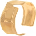 thumbnail image 3 of Women's Sculptural Gold Tone Cuff Bracelet Open Geometric Statement Design- Gold, 3 of 4