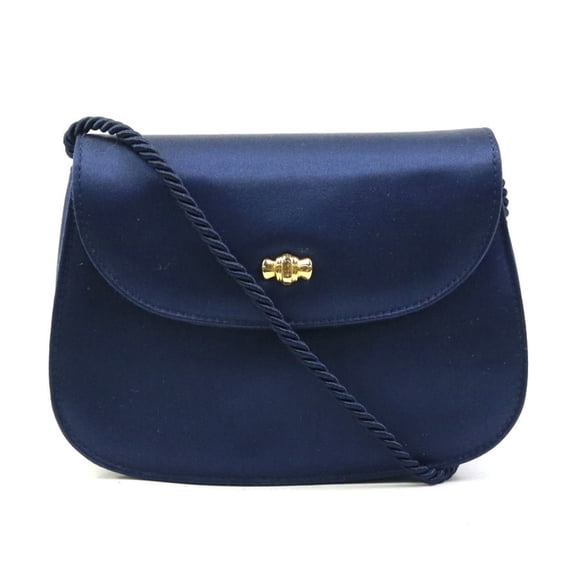 Pre-Owned Tiffany & Co. Satin Shoulder Bag, Navy, Women's, h31754a