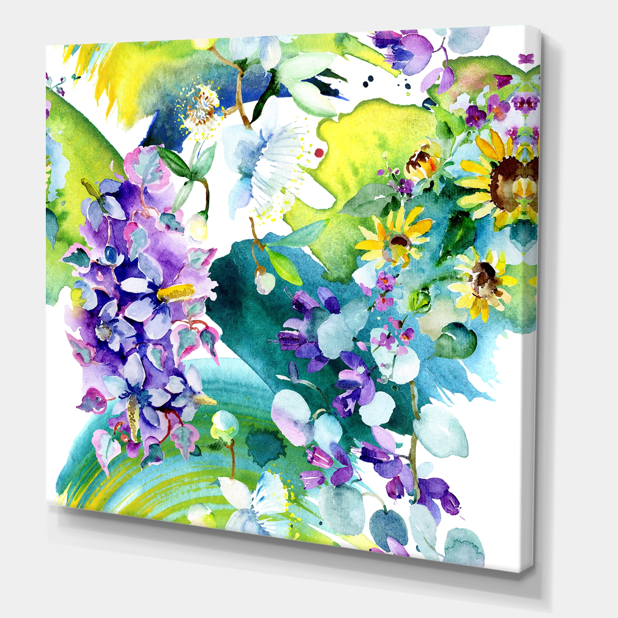 Designart ' Bouquet of Sunflowers and Wildflowers ' Farmhouse Canvas Wall Art Print