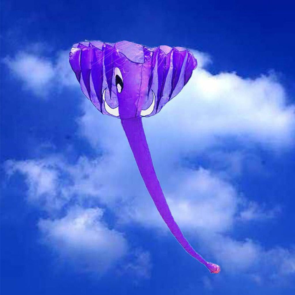216’’ Large Soft Kite Frameless 3D Elephant Kite Wind Kite for Easy Fly Long Tail Fun Kite Beach Outside