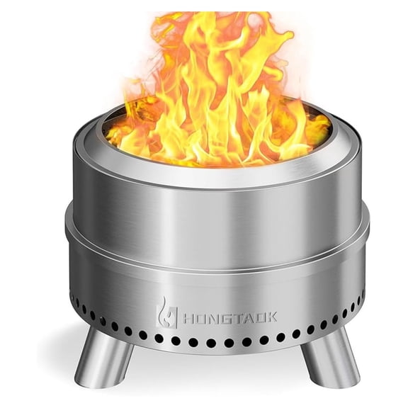 Smokeless with Waterproof Bag, 20 Inch Stainless Steel for Outside Wood Burning, Smokeless Firepit Outdoor , Removable Pan, Portable for Camping, Backyard