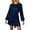 a-Navy257, variant on Women's Carnival Solid Color Sequin Puff Long Sleeve Mini Dress Crewneck Drawstring Waist Shiny Dress For Party Date Formal Occasion Holiday Dress