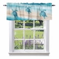 thumbnail image 2 of Watercolor Blue Sea Turtles Valances for Windows,Kitchen Valance Rod Pocket Short Curtain, Tropical Beach Ocean Scene Valance Curtain Window Valances for Bedroom Bathroom Living Room 54x18in, 2 of 9
