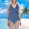 thumbnail image 2 of Duoif Maillot de Bain une Pièce pour Femmes, Maillot de Bain à Volants, Robe de Bain Rétro Couvrante, Maillots de Bain Contrôle du Ventre pour Femmes, Marine TG, 2 of 4