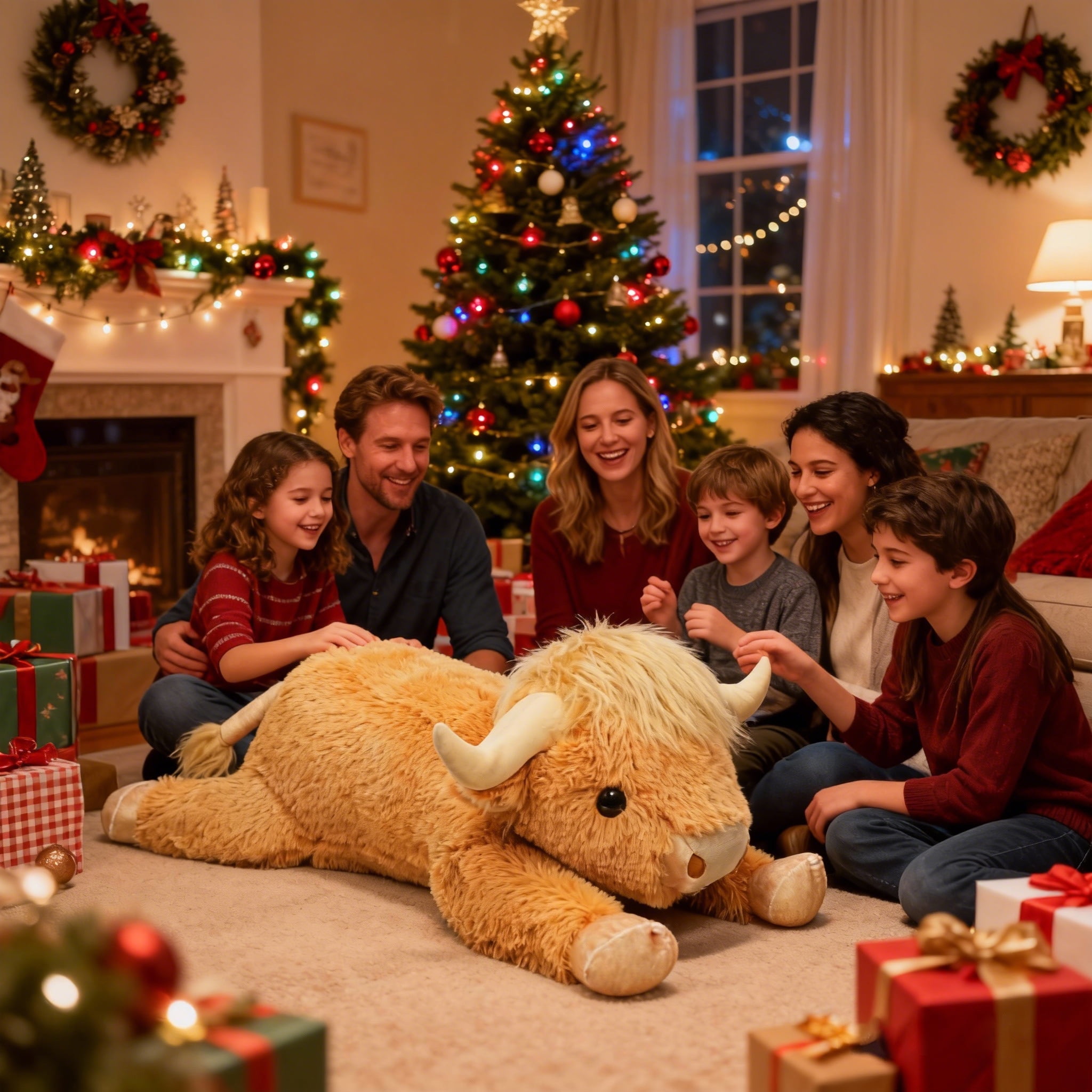 Giant Highland Cow Stuffed Animal 38" Yellow Plush Cow, Soft Giant Cow Pillow for Kids and Adults