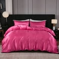 thumbnail image 2 of Move Over Hot Pink Satin Duvet Cover Set King Black Ruffle Pattern Satin Bedding Set No Filling, 2 of 8