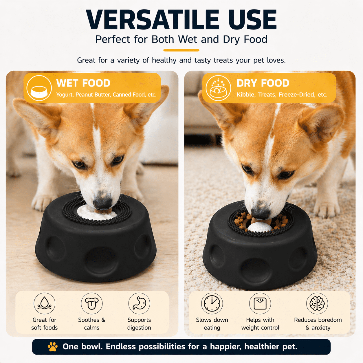 Dog Lick Bowl with Ball,Lick Ball Bowl for Dogs,Dog Licking Bowl with Rolling Ball,Slow Feeder Ball Bowl to Slow Pet Eating,Rolling Ball Dog Bowl Give Pet More Time to Enjoy Eating. (Black-1pcs)