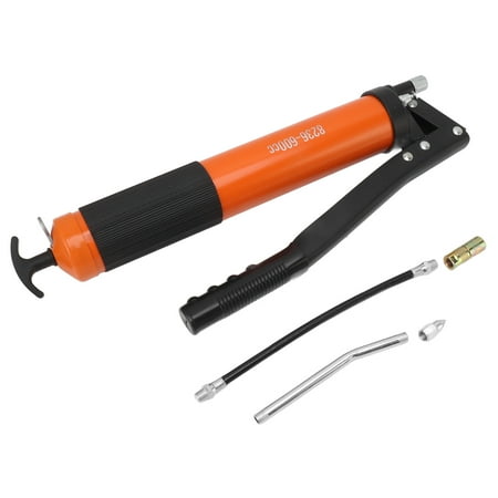 

10000PSI Grease Gun 600CC Manual Heavy Duty High Pressure Grease Gun for Automobiles Trucks Ships Lawn Mowers Orange Reinforced Double Piston
