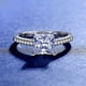 thumbnail image 2 of Anillo de plata de ley 925 para mujer, moda europea y americana, anillo de plata con diamantes anti-reales y cuatro garras de princesa cuadrada, joyería, 2 of 5