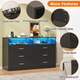 thumbnail image 6 of Winkalon 6 Drawers Dresser With Light ,Modern Storage Tower Dressers Chests With 2 Open Cubby,Large Organizer for Bedroom,Black, 6 of 8