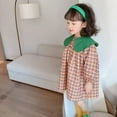 thumbnail image 5 of Baozhu Girls Dresses Autumn Long Sleeve Plaid Puff Sleeves Doll Collar Cute Dress For 2-15 Years Korean Style Casual Dress Kids Clothes, 5 of 5