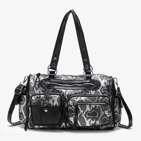 Large capacity crossbody bag, European and American style women's bag, niche washed tote motorcycle bag, bowling bag