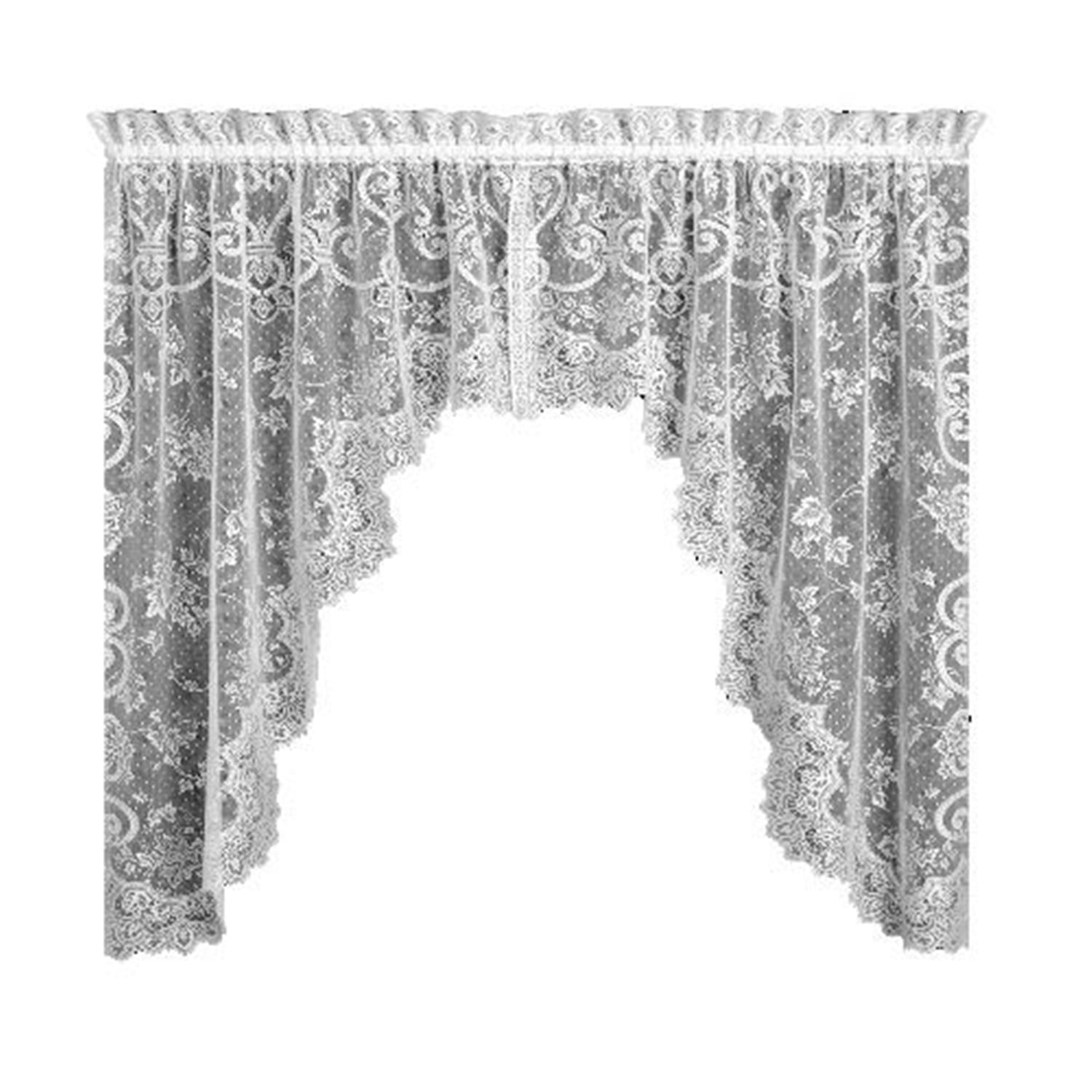 Made in USA! 60"W x 22"L Heritage Lace White ENGLISH IVY Window Valance 