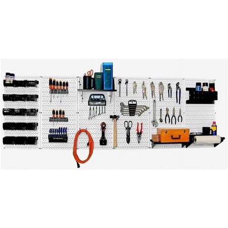 Pegboard Master Workbench Kit, White & Black - 96 x 32 x 9 in.