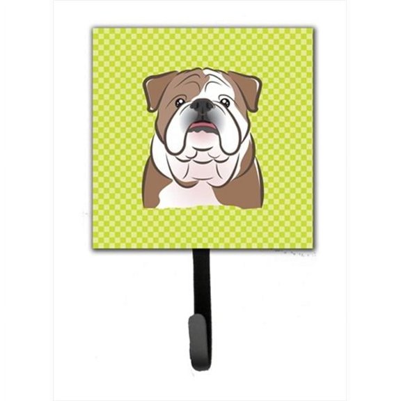 Carolines Treasures Checkerboard Lime Green English Bulldog Leash or Key Holder 7Hx4.25W multicolor