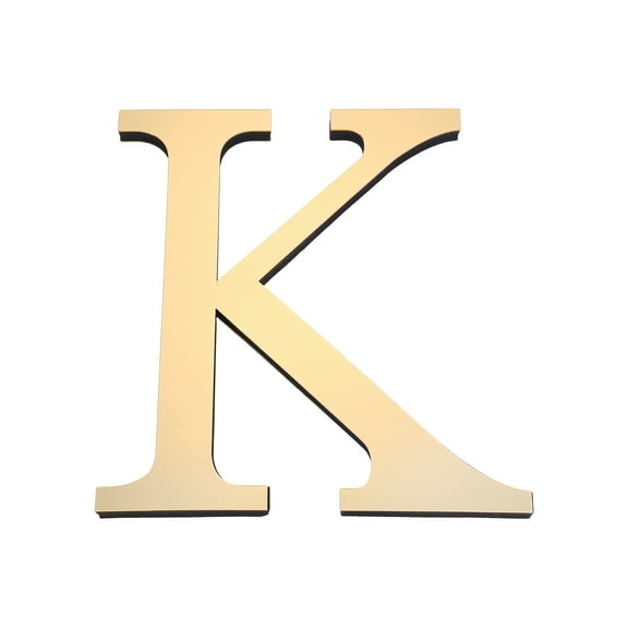 Uxcell 7.87 Inch 3D Acrylic Alphabet Mirror Wall Stickers Letter K Self Adhesive Letter Sign for Home Decoration Light Gold
