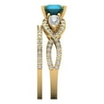 thumbnail image 3 of Clara Pucci 14K Yellow Gold 1.925 Simulated Turquoise Engraveable Engagement Ring + Wedding Band Set, 3 of 7