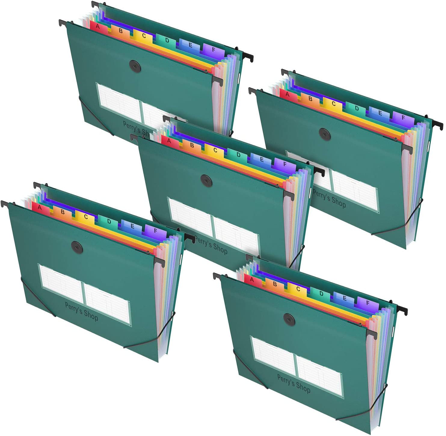 7 Pockets Plastic Hanging File Folders Letter Size Accordian File Organizer Expanding File Folder for Filing Cabinet/Accordion File Box Rainbow Paper Document Organizer Retractable Hooks/Colored Tabs 