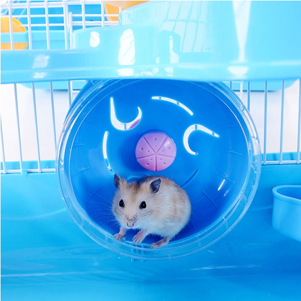 IBASETOY Blue Three Layer Hamster Cage Made of Premium Plastic with Slide and Running Wheel for Small Pets