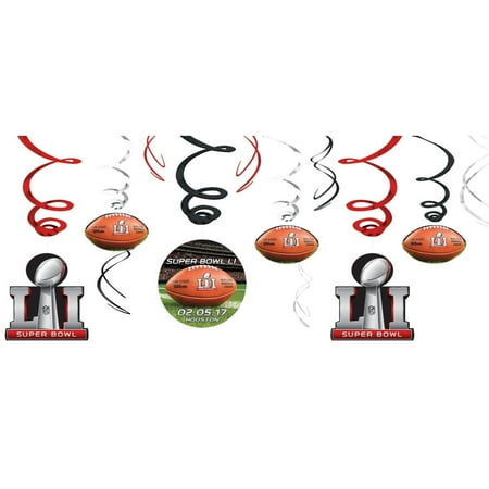 Amscan Super Bowl LI 51 NFL Stadium 26" Hanging Whirls, Brown Red Black, 12 CT