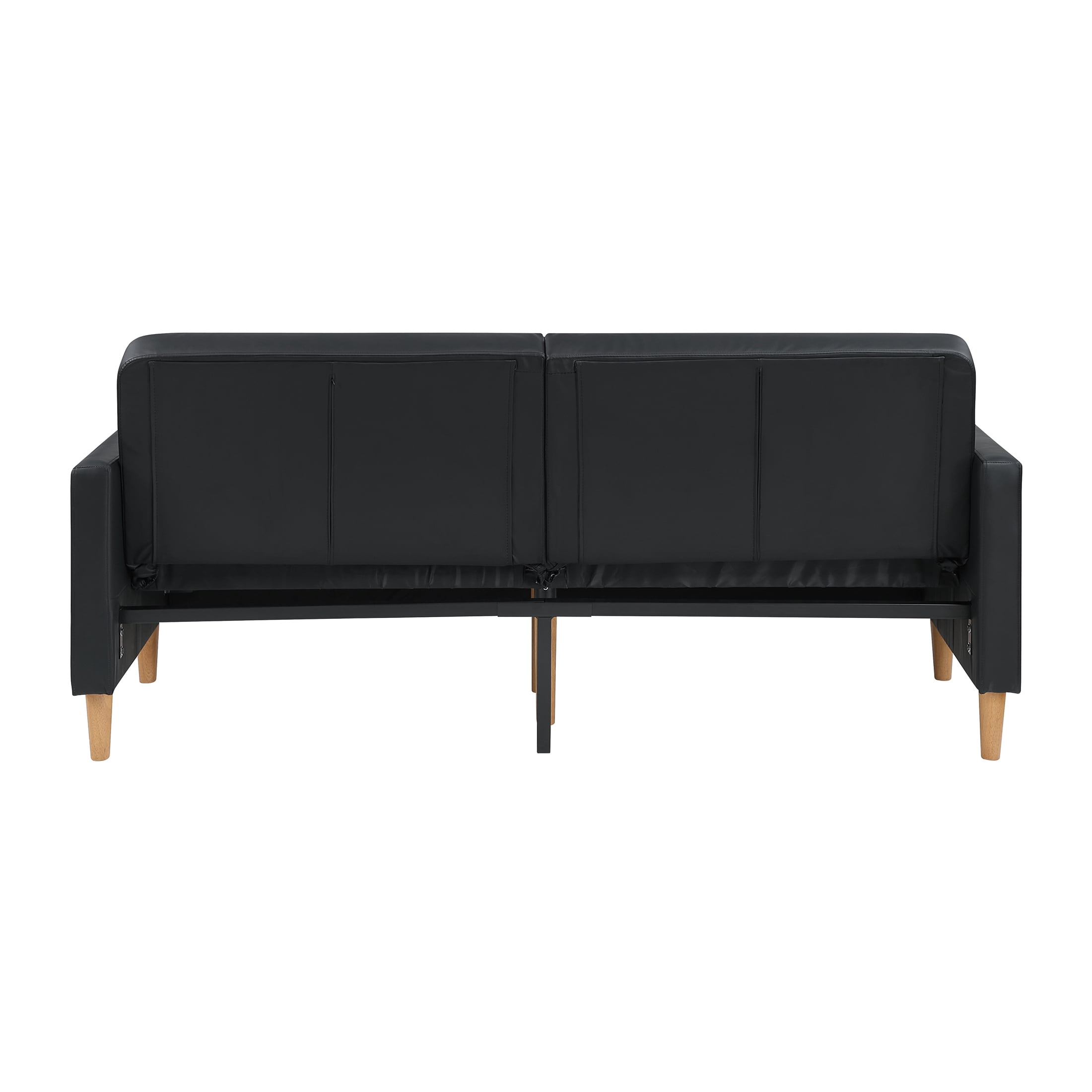 OakvillePark Cedarsong Faux Leather Convertible Sofa Bed, Black